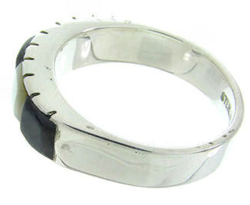Jet And Mother Of Pearl Inlay Southwest Ring Size 7-1/4 AW63740