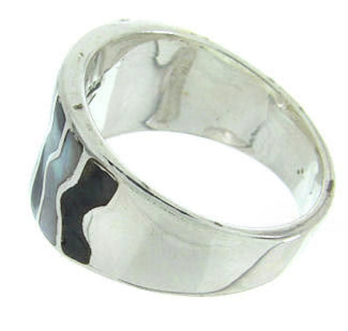 Jet Mother Of Pearl Sterling Silver Ring Size 7-3/4 AW63784