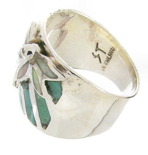 Flower Turquoise And Opal Inlay Ring Size 6-1/4 IS60604