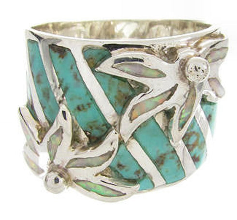 Silver Opal And Turquoise Flower Ring Size 5-1/4 IS60622