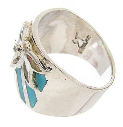 Flower Silver Southwest Turquoise Opal Inlay Ring Size 6-1/4 IS60669