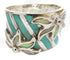 Sterling Silver Opal Ring Floral Turquoise Jewelry Size 4-3/4 IS60690