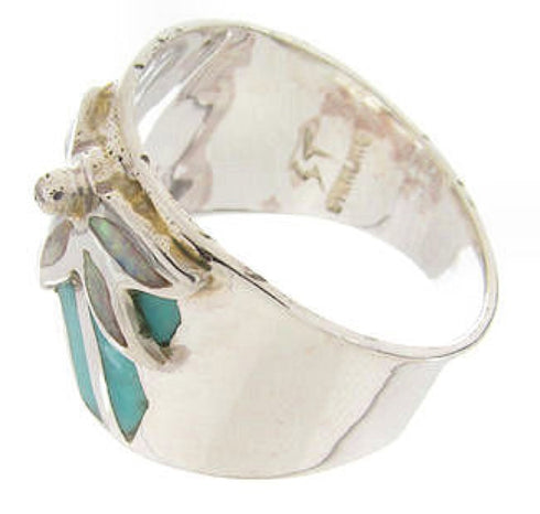 Sterling Silver Opal Ring Floral Turquoise Jewelry Size 4-3/4 IS60690