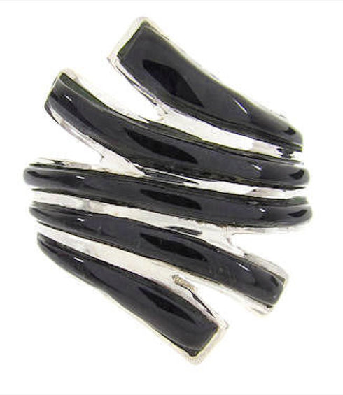 Southwestern Onyx Silver Ring Size 5-3/4 PX36393