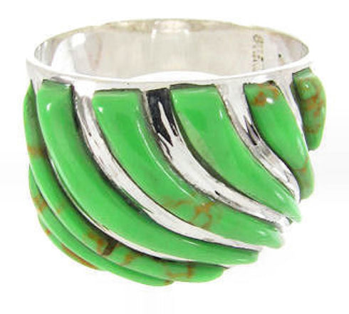 Gaspeite And Silver Jewelry Southwest Ring Size 7-1/4 YS61550