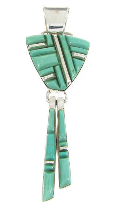 Southwest Sterling Silver Turquoise Dangle Pendant YS60715