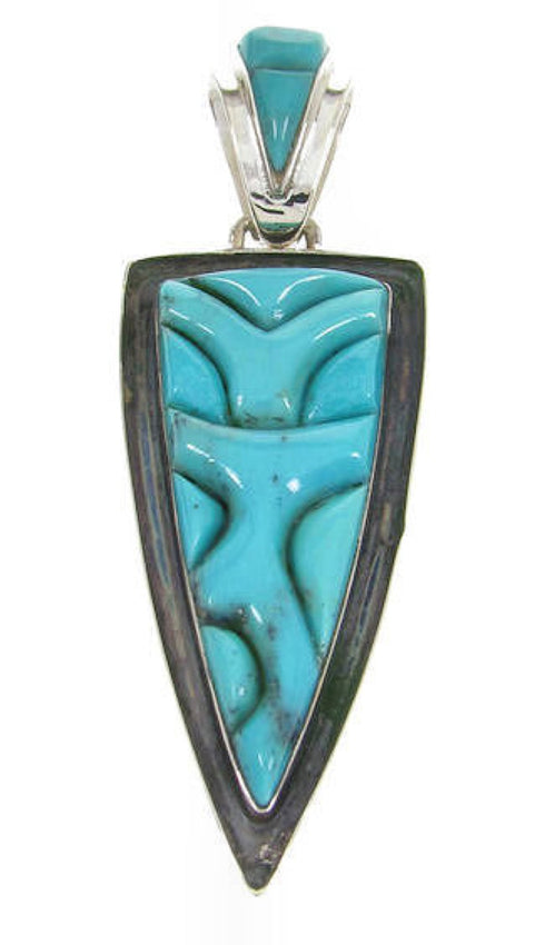 Sterling Silver Southwest Turquoise Inlay Pendant PS61037