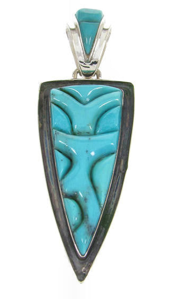 Sterling Silver Southwest Turquoise Inlay Pendant PS61037