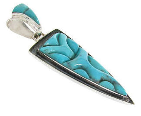 Sterling Silver Southwest Turquoise Inlay Pendant PS61037