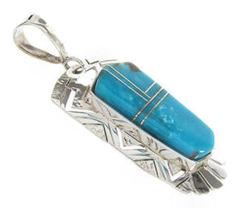 Sterling Silver Turquoise Inlay Slide Pendant PS60783