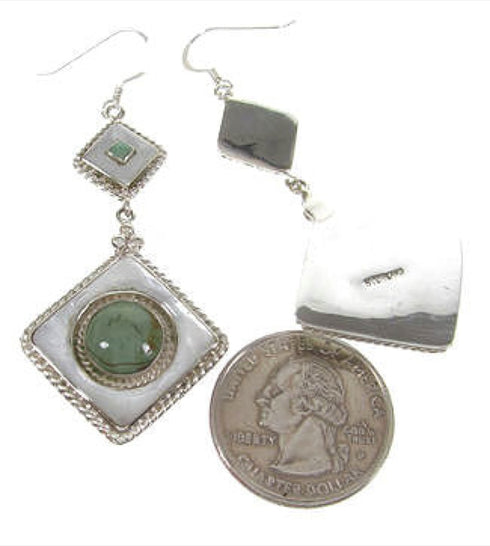 Turquoise Mother of Pearl Silver Earrings PS62124