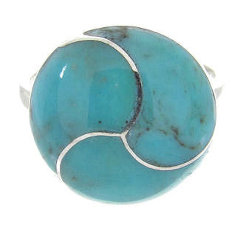 Turquoise And Silver Southwestern Jewelry Ring Size 7-1/2 YS63398