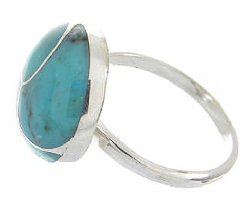 Turquoise And Silver Southwestern Jewelry Ring Size 7-1/2 YS63398