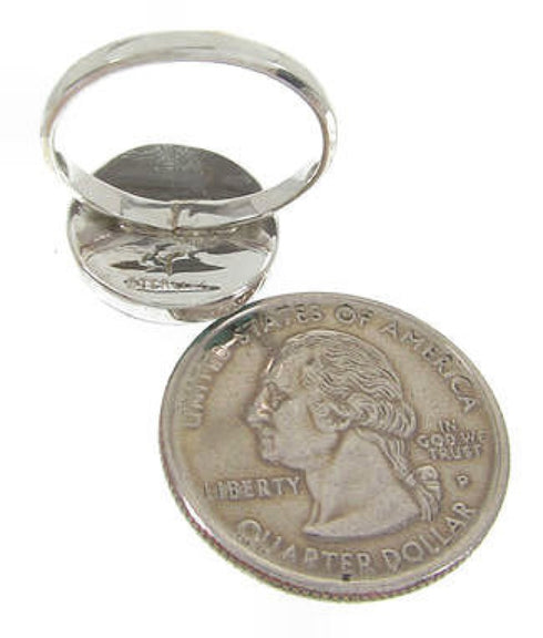 Southwest Sterling Silver Turquoise Jewelry Ring Size 8-1/2 YS63448