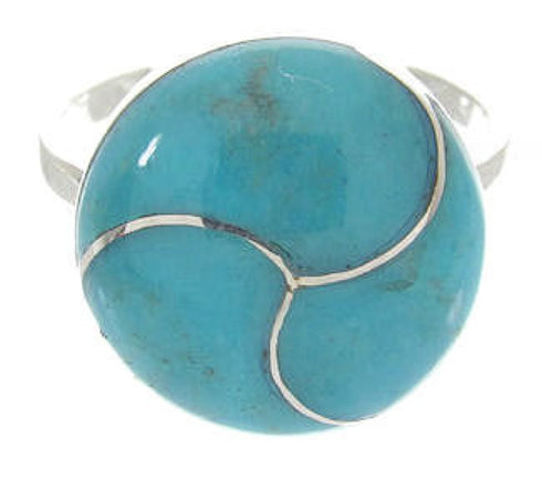 Southwest Turquoise Inlay Silver Jewelry Ring Size 5-1/4 YS63460