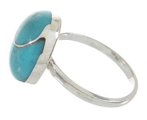 Southwest Turquoise Inlay Silver Jewelry Ring Size 5-1/4 YS63460