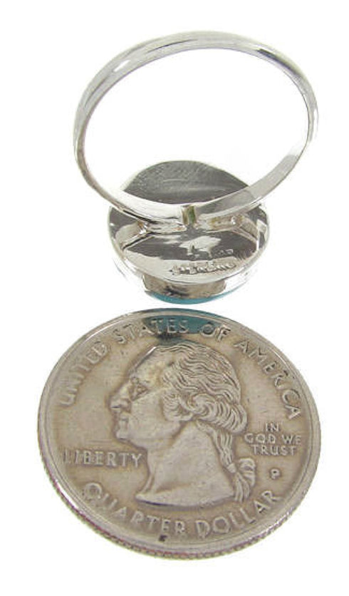 Southwest Turquoise Inlay Silver Jewelry Ring Size 5-1/4 YS63460