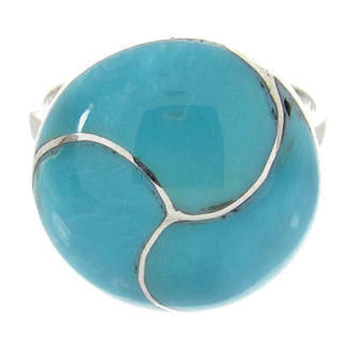 Sterling Silver Southwestern Turquoise Inlay Ring Size 6-1/2 YS63530