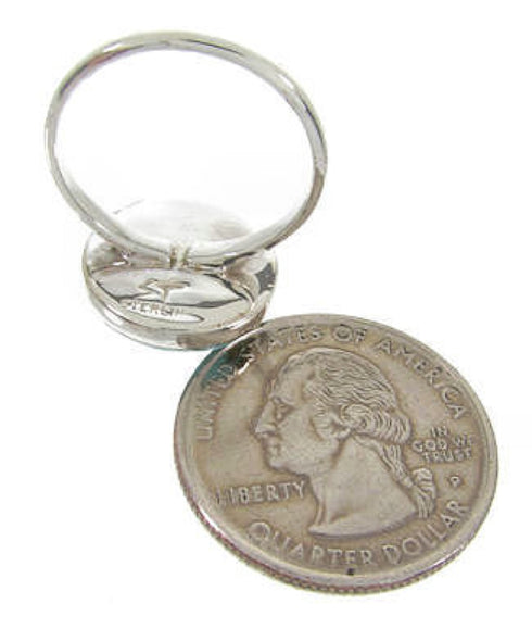 Southwestern Silver And Turquoise Inlay Ring Size 8-1/2 YS63534