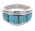 Sterling Silver Jewelry Turquoise Opal Inlay Ring Size 7-1/4 RS44967