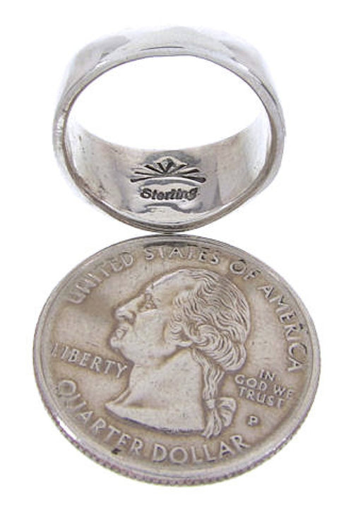 Turquoise Opal Inlay Genuine Sterling Silver Ring Size 5-3/4 DS38238