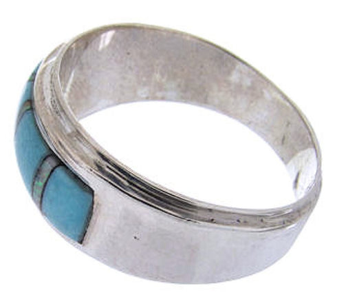 Genuine Sterling Silver Turquoise Opal Inlay Ring Size 6-1/2 DS38251