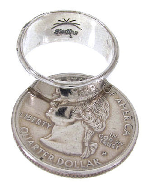 Turquoise Opal Inlay Southwest Sterling Silver Ring Size 7-3/4 AW64329