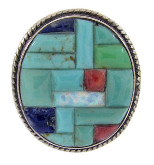 Multicolor Inlay Authentic Sterling Silver Ring Size 5-1/2 AW64432