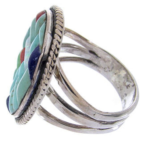 Multicolor Inlay Authentic Sterling Silver Ring Size 5-1/2 AW64432