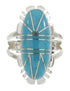 Southwest Turquoise Inlay And Sterling Silver Ring Size 7-3/4 IS61630