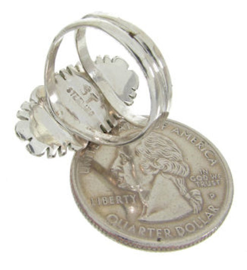 Turquoise Inlay And Sterling Silver Southwest Ring Size 5-1/4 IS61647