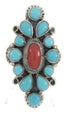 Silver And Coral Turquoise Southwest Ring Jewelry Size 4-1/2 IS61807