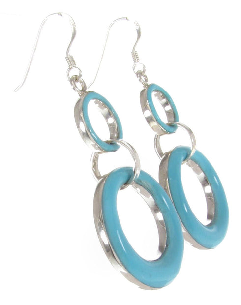 Turquoise Sterling Silver Hook Earrings Southwest Jewelry ZW61586
