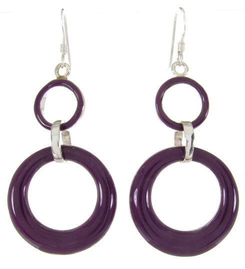 Silver Sugilite Hook Earrings Southwest Jewelry ZW61601
