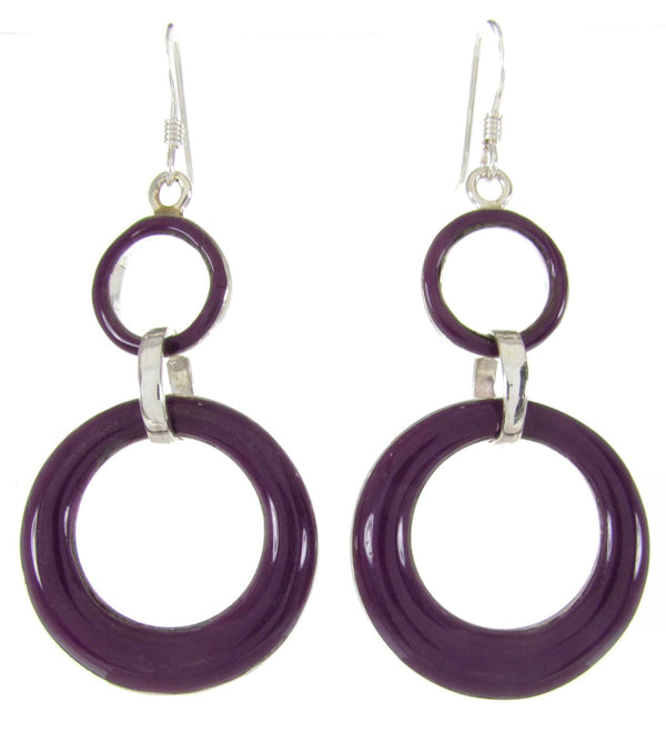Silver Sugilite Hook Earrings Southwest Jewelry ZW61601