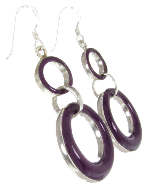 Silver Sugilite Hook Earrings Southwest Jewelry ZW61601