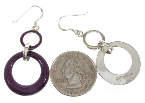 Silver Sugilite Hook Earrings Southwest Jewelry ZW61601