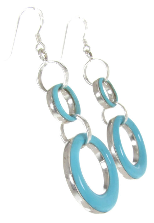 Turquoise Sterling Silver Hook Earrings ZW61649