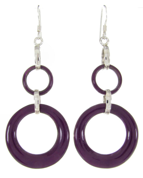 Silver Sugilite Hook Earrings Southwest Jewelry ZW61704