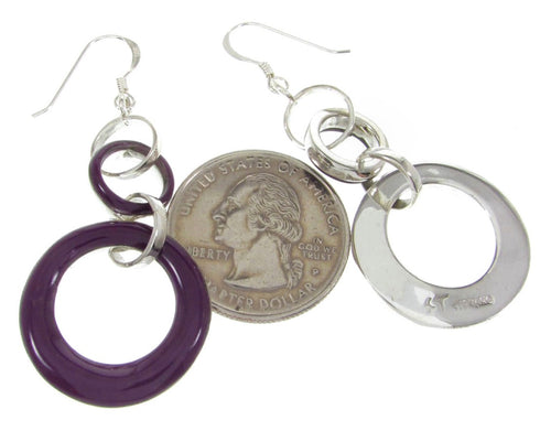 Silver Sugilite Hook Earrings Southwest Jewelry ZW61704