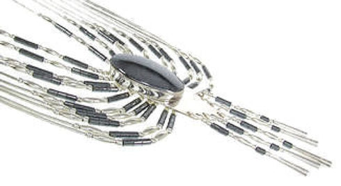 Liquid Sterling Silver Hematite Peacock Necklace JW65485