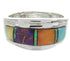 Southwest Multicolor Inlay Sterling Silver Ring Size 6-3/4 MW64500