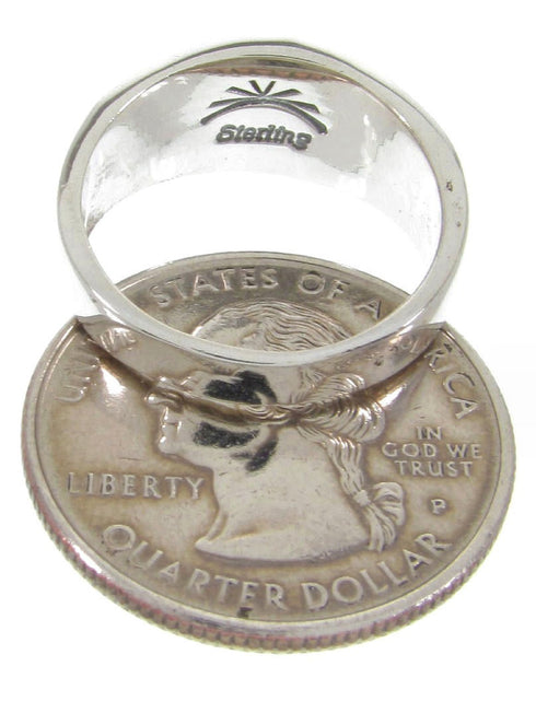 Southwest Silver Multicolor Inlay Ring Size 7-3/4 MW64508