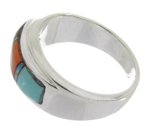 Siilver Southwestern Multicolor Inlay Ring Size 5-3/4 MW64523