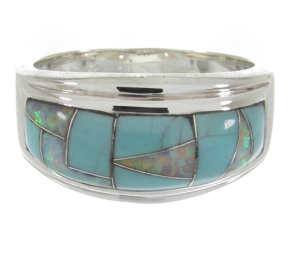 Opal Southwest Turquoise Silver Jewelry Ring Size 7-3/4 MW64466