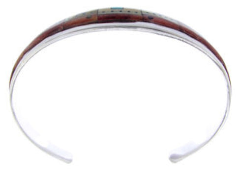 Multicolor Native American Village Design Silver Cuff Bracelet YS66676