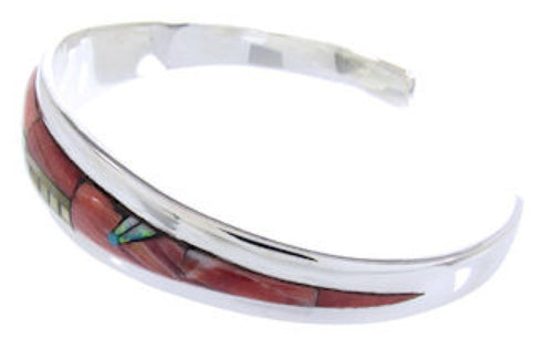 Multicolor Native American Design Silver Cuff Bracelet YS66678