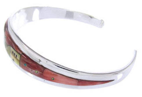 Silver Multicolor Native American Design Cuff Bracelet YS66680