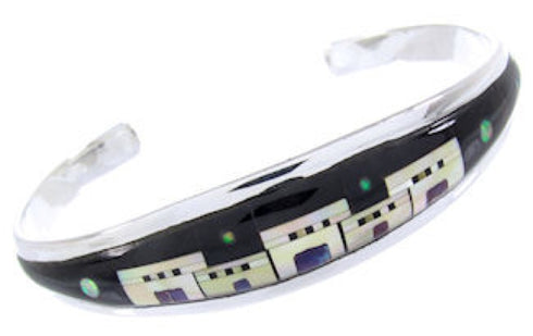 Multicolor Silver Native American Design Cuff Bracelet YS66616