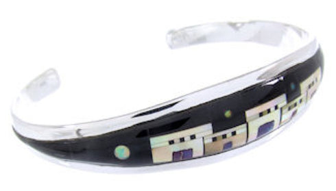 Multicolor Silver Native American Design Cuff Bracelet YS66616